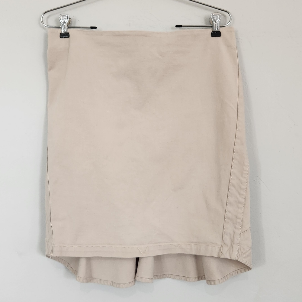 Armani Jeans Womens A Line Skirt Khaki Size 10 Pleated back Back Zip.